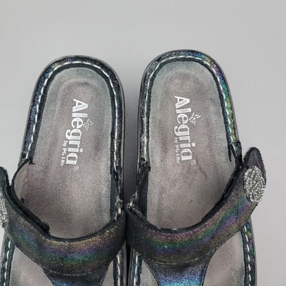 Alegria Thong Comfort Sandals Size 36 US 6.5 Irredescent Rainbow Metallic - Picture 6 of 10